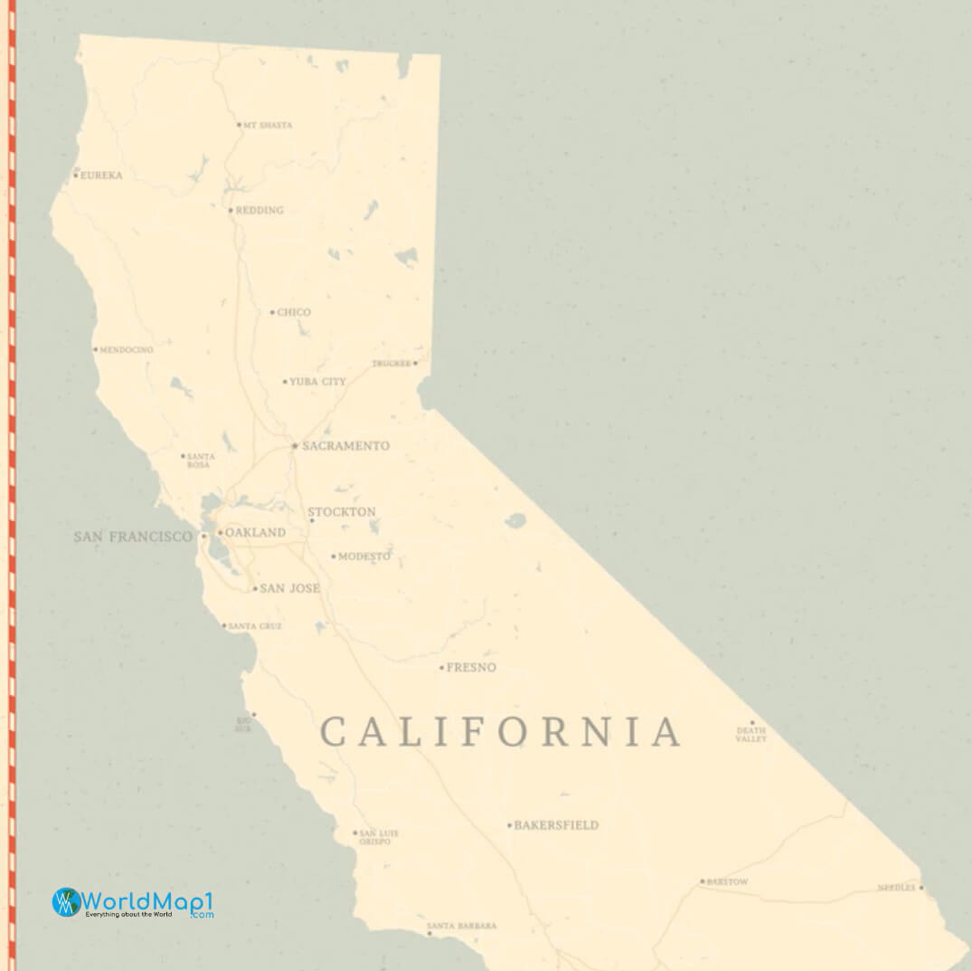 Carte de la Californie du Nord